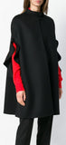 Ruffled Brushed Wool and Cashmere-Blend Cape, Black