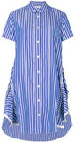 Striped Zipped Peplum Shirt Dress
