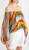 Oversized Striped Silk-Chiffon Top