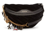 Small Velvet Jacquard Logo Belt Bag - Blue or Black