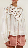 'Geoffrey' Linen Peasant Top, White | DESIGNER INSPIRED FASHIONS