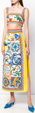 Multi-Colored Majolica Print Crop Top and Skirt Set | DESIGNER INSPIRED FASHIONS