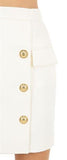 Button-Embellished Mini Skirt, White