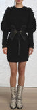 Fleeting Bauble Blouson-Sleeve Dress, Black
