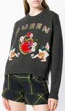 Intarsia Knit Embellished Sweater