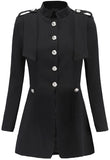 Black Single-Breasted Military Style Jacket