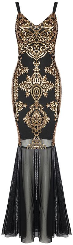 Gold Sequin-Embellished Stretch Mermaid Gown | DESIGNER INSPIRED FASHIONS