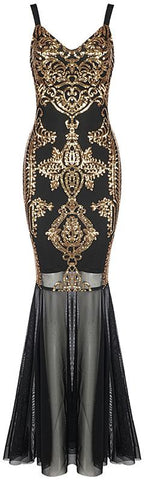 Gold Sequin-Embellished Stretch Mermaid Gown | DESIGNER INSPIRED FASHIONS