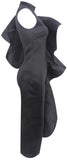 Black Sleeveless Knee-Length Ruffle Dress