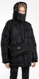 Embroidered Puffer Down Coat, Black
