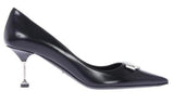 Black with Metal Logo Pumps | DESIGNER INSPIRED FASHIONS