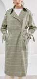 Belted Plaid Trench Coat
