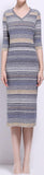Stripe Knit V-Neck Midi Dress