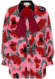 Poppy-Print Blouse and Pleated Skirt Set