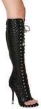 115 mm Printed Weave Open Toe Boots in Black