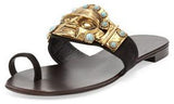 Embellished Tribal Sandals in Brown or Black - DESIGNER INSPIRED FASHIONS