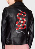Genuine Leather Jacket with Appliques - DESIGNER INSPIRED FASHIONS