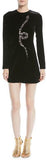 Long-Sleeve Velvet Cocktail Dress with Embellished Snake