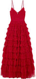 'Marie' Tiered Embellished Tulle Gown, Red | DESIGNER INSPIRED FASHIONS