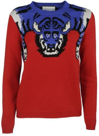 Tiger knit Sweater in Red - DESIGNER INSPIRED FASHIONS