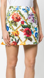 Floral Print Brocade Mini Skirt