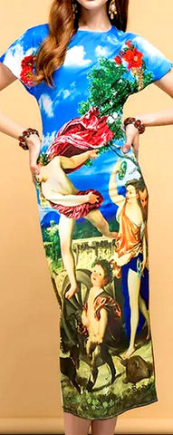 Embellished Printed Sheath Dress | DESIGNER INSPIRED FASHIONS