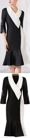 Crystal-Trimmed Two-Tone Cocktail Dress | DESIGNER INSPIRED FASHIONS