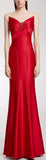 Long Rhinestone-Detail Red Gown