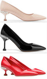 Crystal-Embellished Patent-Leather Pumps - Nude/Pink, Black or Red