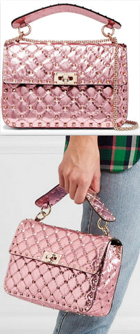 The Rockstud Spike Quilted Metallic Leather Shoulder Bag
