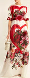 Embellished Rose-Print Organza Gown