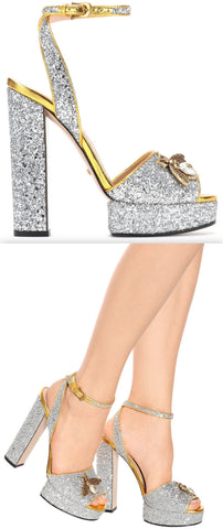 Embellished Plateau Glitter Pumps