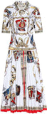 Print Key-Hole Top and Pleated Midi Skirt Set