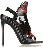 'Shima' Fringed Suede, Elaphe And Leather Slingback Sandals - DESIGNER INSPIRED FASHIONS