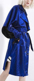 Shimmering-Effect Trench Coat - Blue or Black