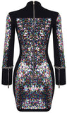 Sequin-Embellished Studded Mini Dress