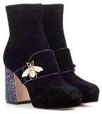 Velvet Plateau Ankle Boots