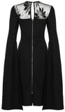 Black Long-Sleeve Knee-Length Cocktail Dress