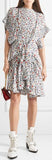 Ruffle-Trimmed Pleated Floral-Print Georgette Mini Dress