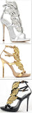 'Cruel Crystal' Embellished Metal Flame Leather Sandals - (Silver, Gold, Black) - DESIGNER INSPIRED FASHIONS