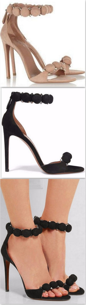 'Bomb' Studded Suede Sandals in Beige or Black - DESIGNER INSPIRED FASHIONS