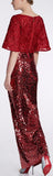 Sequin-Embellished Gown with Macrame Capelet