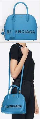 Ville S Leather Tote, Bleu/Turquoise
