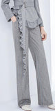 Ruffle Belted Top & Pin Stripe Pant Set