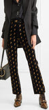 Embroidered Cotton-Blend Velvet Straight-Leg Pants