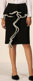 Pearl-Embellished Black Ruffle Skirt
