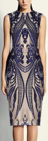 Stretch Sequin Dress - Blue or Nude/Beige