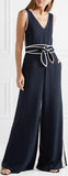 Belted Striped Stretch-Crepe Jumpsuit