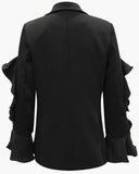 Black Ruffle-Sleeve Blazer/Jacket