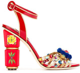 Embellished Red Painted Sandals - DESIGNER INSPIRED FASHIONS